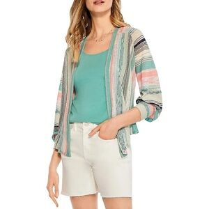Nic & Zoe Linen Blend Summer Space Dye Striped Wrap Cardigan